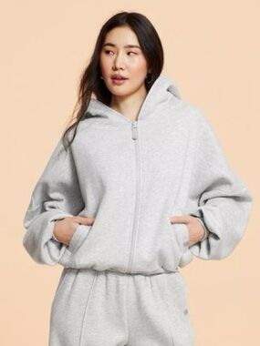 Women's Marshmallow Full Zip Hooded Sweatshirt - Blogilates 1X